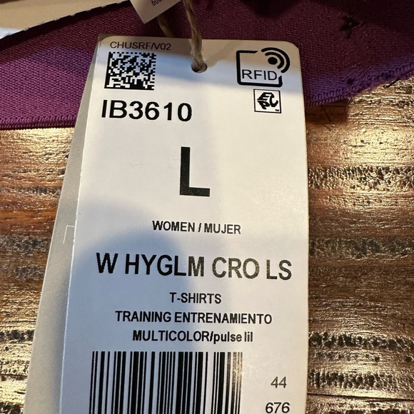 Adidas Hyperglam Zebra TechFit Long Sleeve Crop Top Size L Purple.🛍️ - Picture 12 of 14